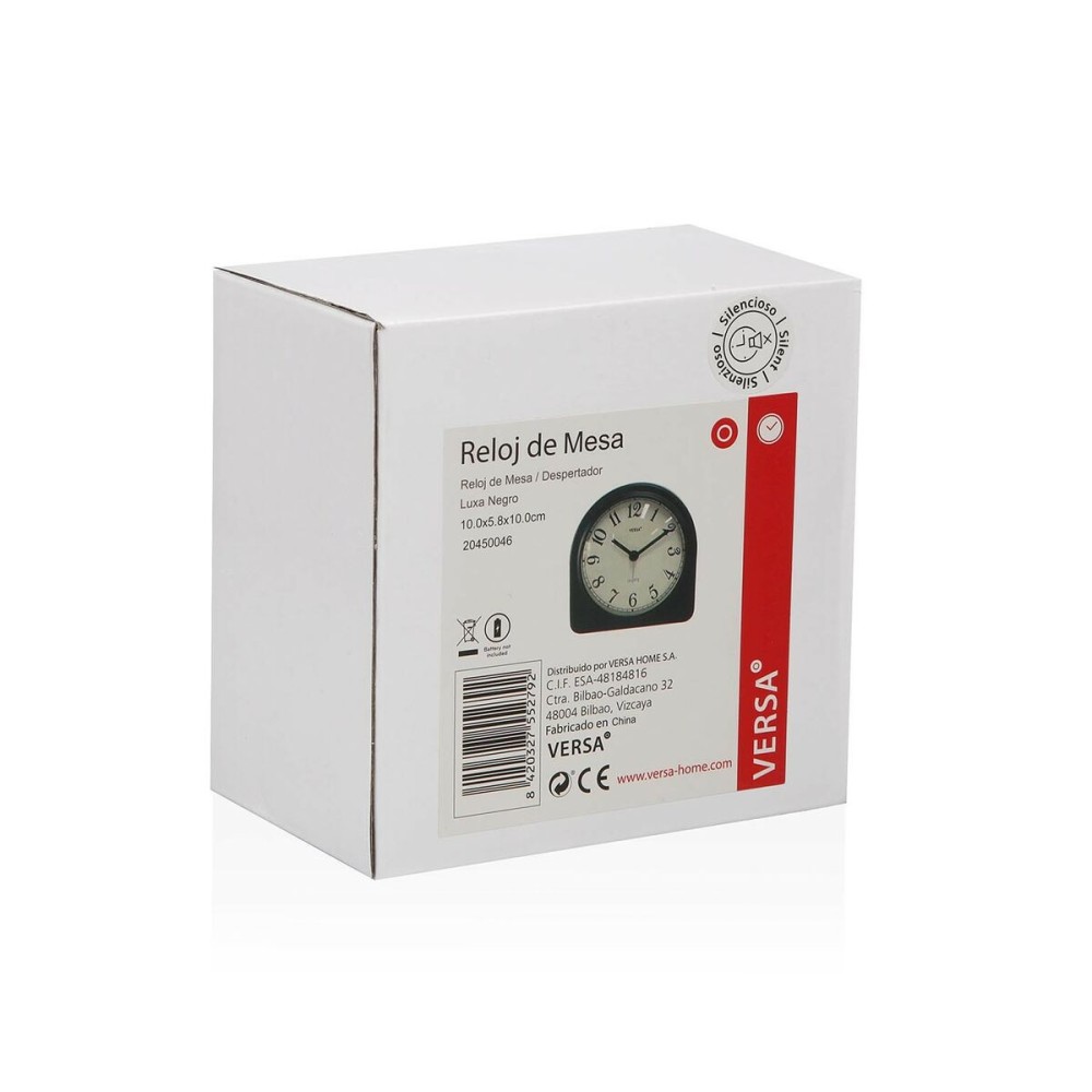 Horloge de table Versa Luxa Noir Plastique 5,8 x 10 x 10 cm