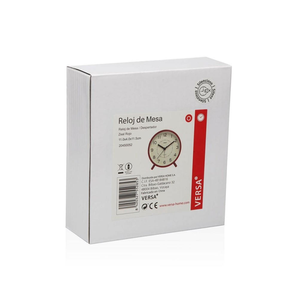 Table clock Versa Zeal Red Plastic 5,4 x 11,8 x 11 cm