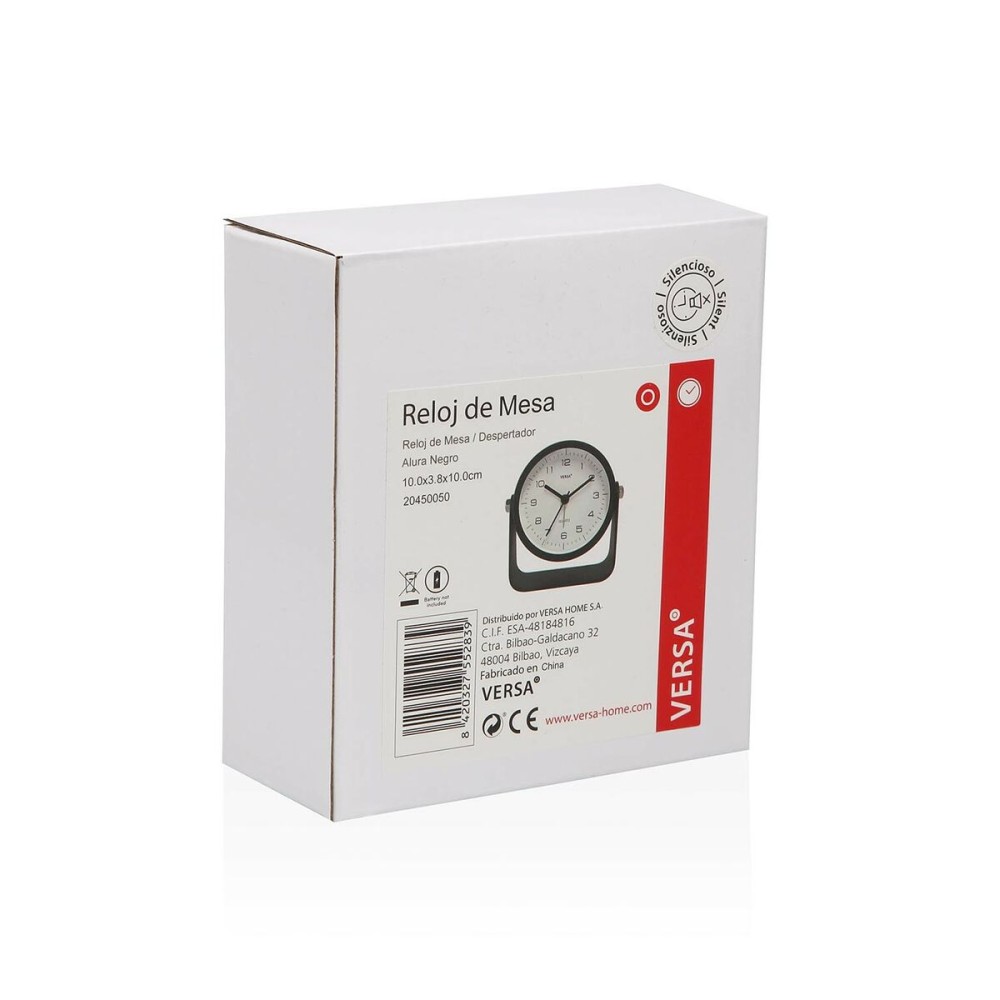 Horloge de table Versa Alura Noir Plastique 4,1 x 10 x 10 cm