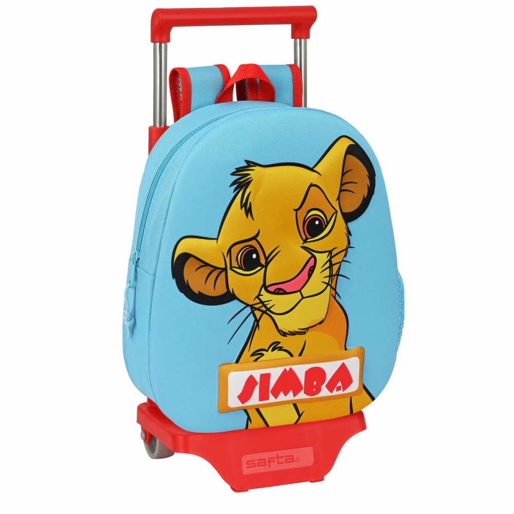 Cartable 3D avec roulettes The Lion King Simba Rouge Bleu clair (28 x 10 x 67 cm)