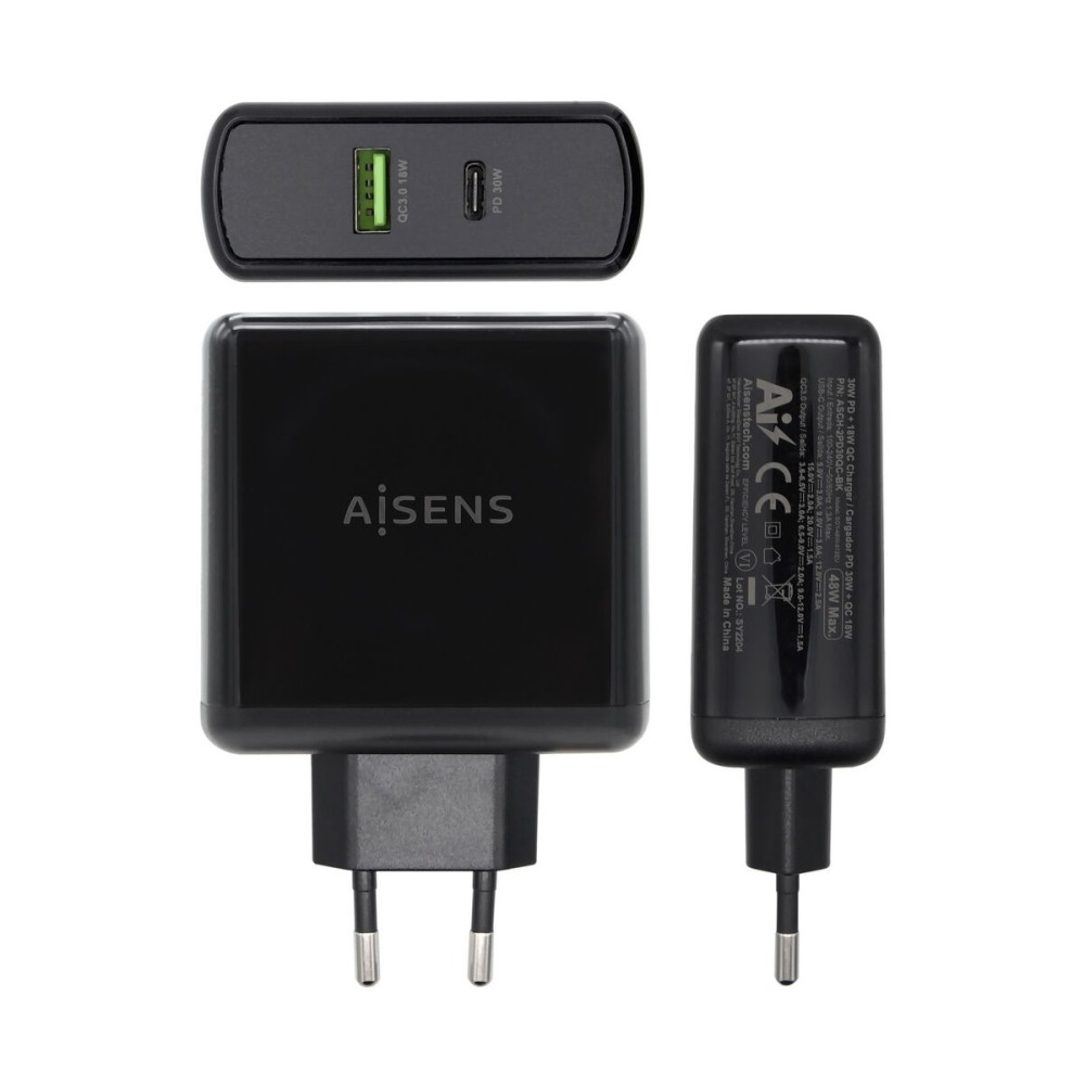 USB Wall Charger Aisens PD 3.0 USB-C 48 W Black