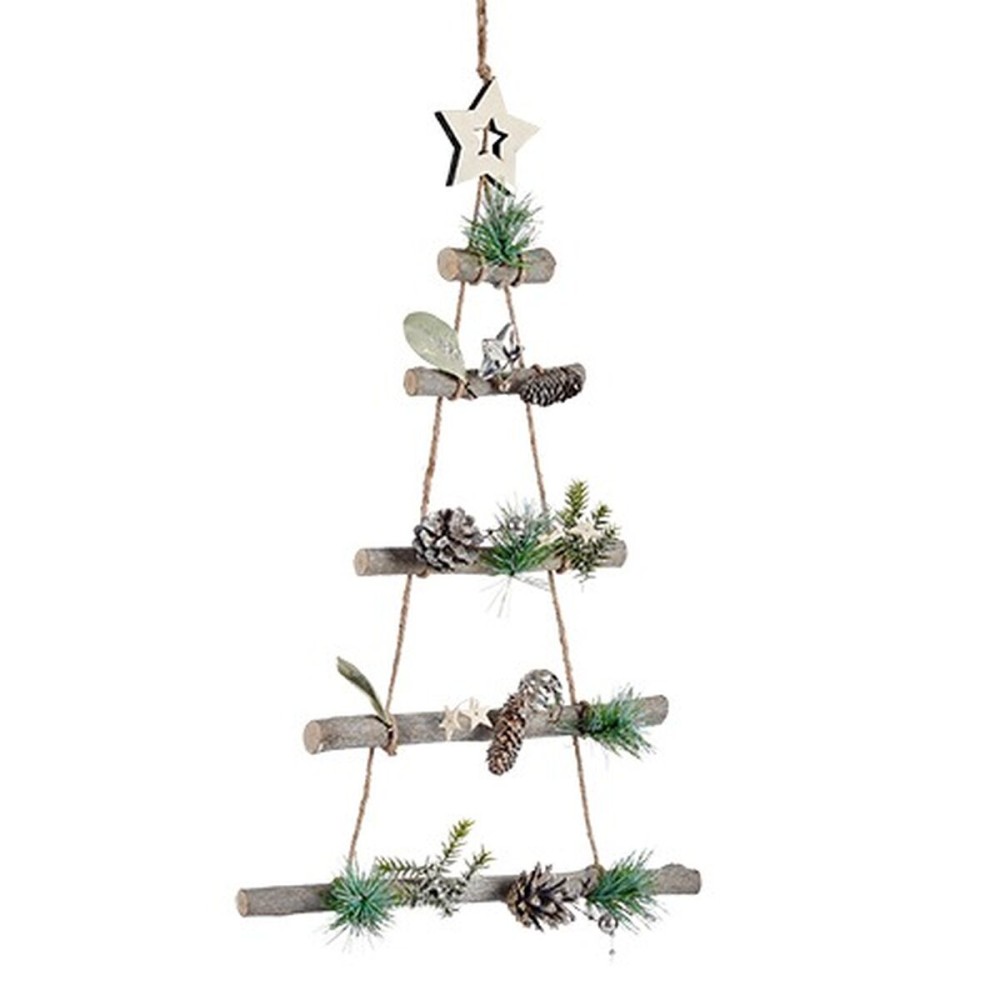 Décorations de Noël Sapin de Noël Marron Argenté Bois Plastique 34 x 5 x 65 cm (6 Unités)