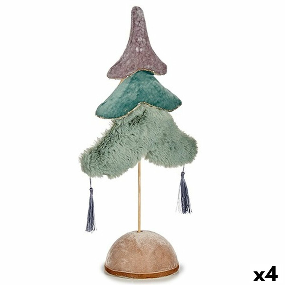 Weihnachtsbaum Polyester türkis Silberfarben Holz 12 x 43 x 22 cm (4 Stück)