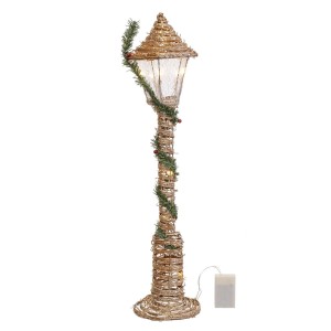 Street lamp Gold Green Golden Metal Natural Fibre 20 x 20 x 90 cm