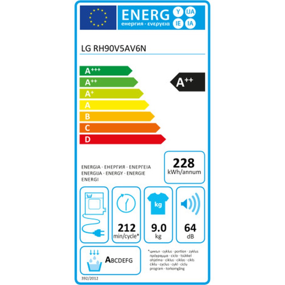 Condensation dryer LG RH90V5AV6N 9 kg A++ Heat pump