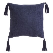 Cushion MEDITERRANEO Navy Blue Polyester Tassels 45 x 10 x 45 cm