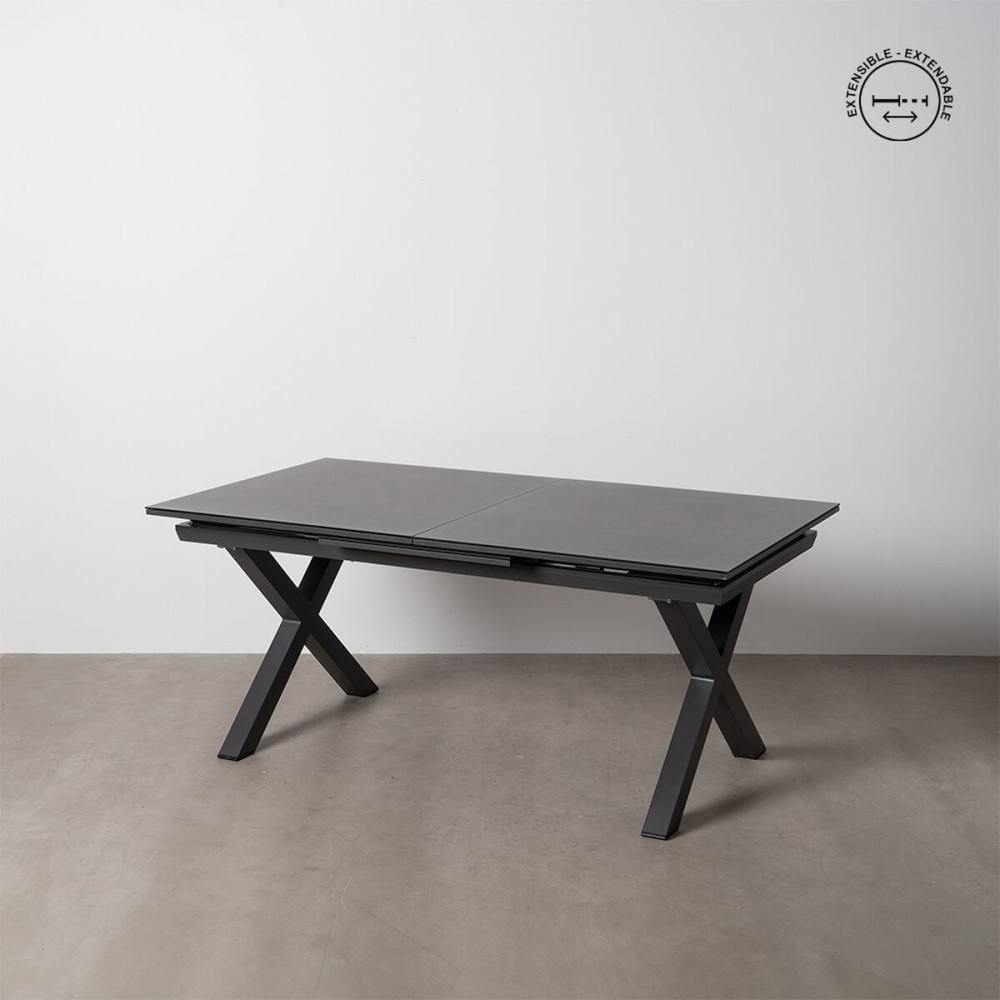 Table de Salle à Manger Anthracite Céramique Aluminium Verre 180 x 100 x 77 cm