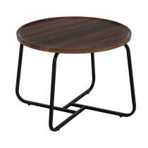 Centre Table Brown Black Iron MDF Wood 60 x 60 x 45 cm