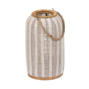 Lanterne Beige Naturel Bambou Verre 22 x 22 x 38 cm