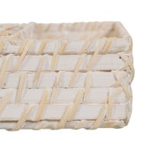 Panier à couverts Blanc Bambou Rotin 34 x 24 x 6 cm