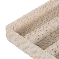 Cutlery basket White Bamboo Rattan 34 x 24 x 6 cm