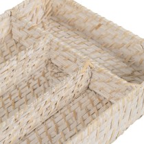 Besteckkorb Weiß Bambus Rattan 34 x 24 x 6 cm