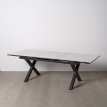 Esstisch Weiß Schwarz aus Keramik Aluminium Kristall 180 x 100 x 77 cm