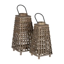 Lantern Grey Bamboo Crystal 26 x 26 x 47 cm