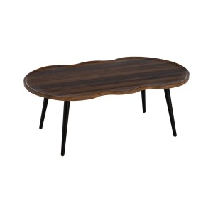 Centre Table Brown Black Iron MDF Wood 100 x 60 x 38 cm