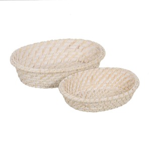 Schale Weiß Bambus Rattan 29 x 22 x 7 cm (2 Stück)