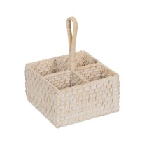 Besteckkorb Weiß Bambus Rattan 19 x 19 x 27 cm