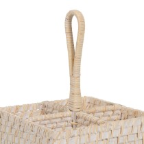 Besteckkorb Weiß Bambus Rattan 19 x 19 x 27 cm