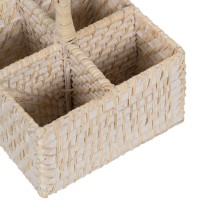 Cutlery basket White Bamboo Rattan 19 x 19 x 27 cm