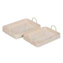 Plateau Blanc Bambou Rotin 45 x 34 x 13 cm (2 Unités)