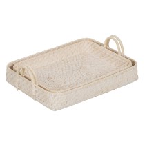 Plateau Blanc Bambou Rotin 45 x 34 x 13 cm (2 Unités)