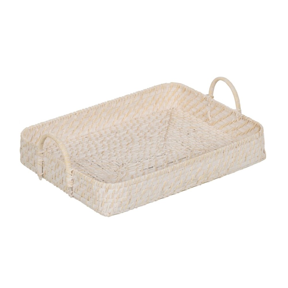 Schale Weiß Bambus Rattan 45 x 34 x 13 cm (2 Stück)