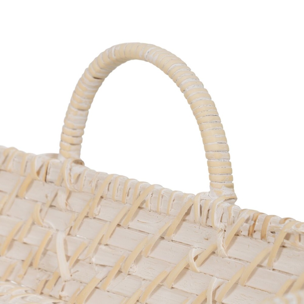 Schale Weiß Bambus Rattan 45 x 34 x 13 cm (2 Stück)