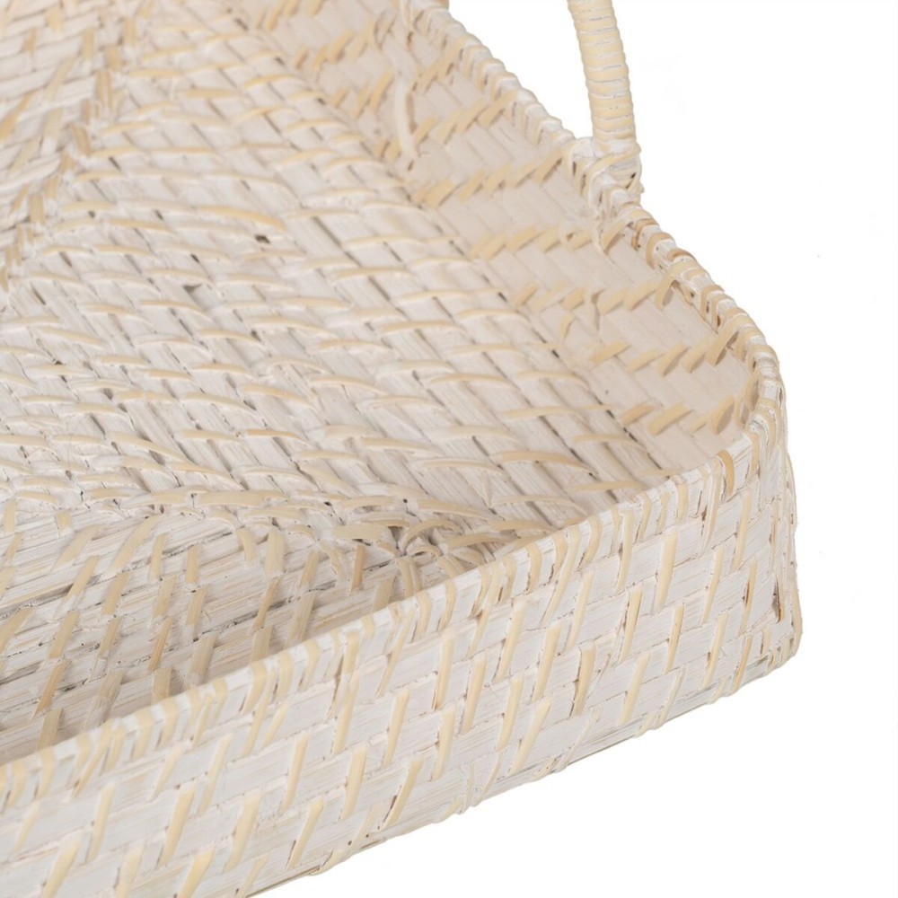 Schale Weiß Bambus Rattan 45 x 34 x 13 cm (2 Stück)