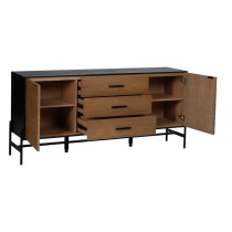 Buffet ORLEANS Noir Naturel Fer Bois MDF 164 x 40 x 75 cm