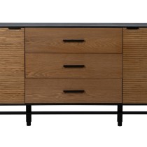 Buffet ORLEANS Noir Naturel Fer Bois MDF 164 x 40 x 75 cm