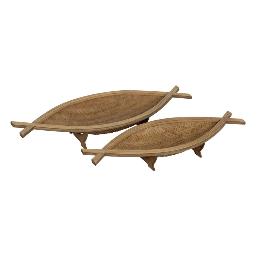 Centerpiece Beige Bamboo 70 x 30 x 11 cm (2 Units)