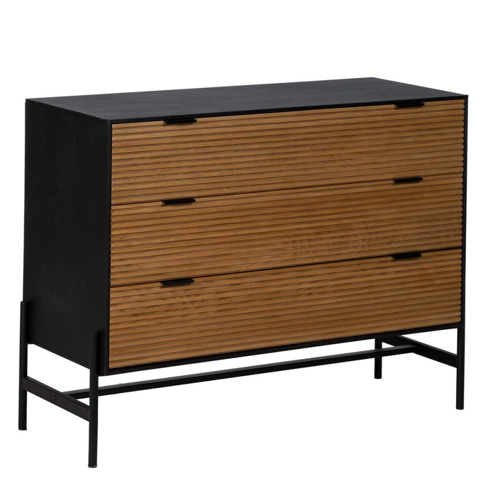 Chest of drawers ORLEANS Black Natural Iron MDF Wood 104 x 40 x 81,5 cm