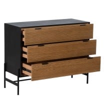 Schubladenschrank ORLEANS Schwarz natürlich Eisen Holz MDF 104 x 40 x 81,5 cm