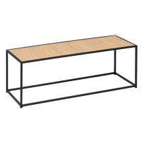 Table Basse Noir Naturel Verre Fer Rotin 97,5 x 34 x 35 cm (3 Unités)