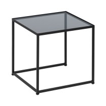 Table Basse Noir Naturel Verre Fer Rotin 97,5 x 34 x 35 cm (3 Unités)