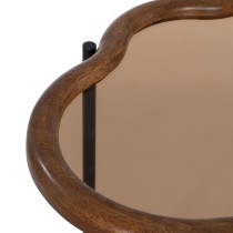 Table Basse Noir Naturel Verre Fer Bois d'hévéa 89 x 50 x 40 cm (2 Unités)