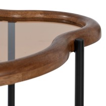 Table Basse Noir Naturel Verre Fer Bois d'hévéa 89 x 50 x 40 cm (2 Unités)