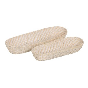 Schale Weiß Bambus Rattan 44 x 17 x 7 cm (2 Stück)