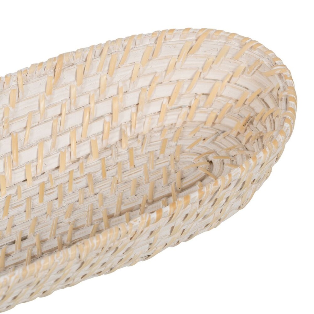 Schale Weiß Bambus Rattan 44 x 17 x 7 cm (2 Stück)