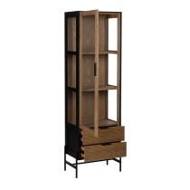 Display Stand ORLEANS Black Natural Crystal Iron MDF Wood 61 x 40 x 196 cm