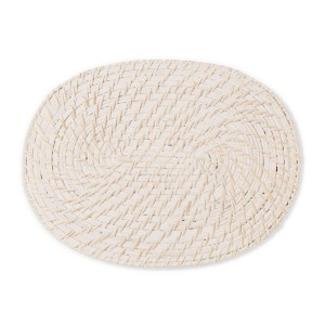 Table Mat White Bamboo Rattan 40 x 30 x 0,5 cm