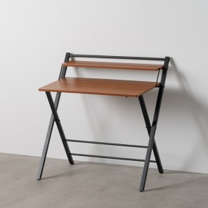 Desk Brown Black Iron MDF Wood 87 x 56 x 87 cm