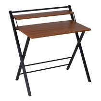 Desk Brown Black Iron MDF Wood 87 x 56 x 87 cm