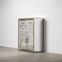 Sideboard CHLOE Golden Mirror Crystal MDF Wood 80 x 40 x 108 cm