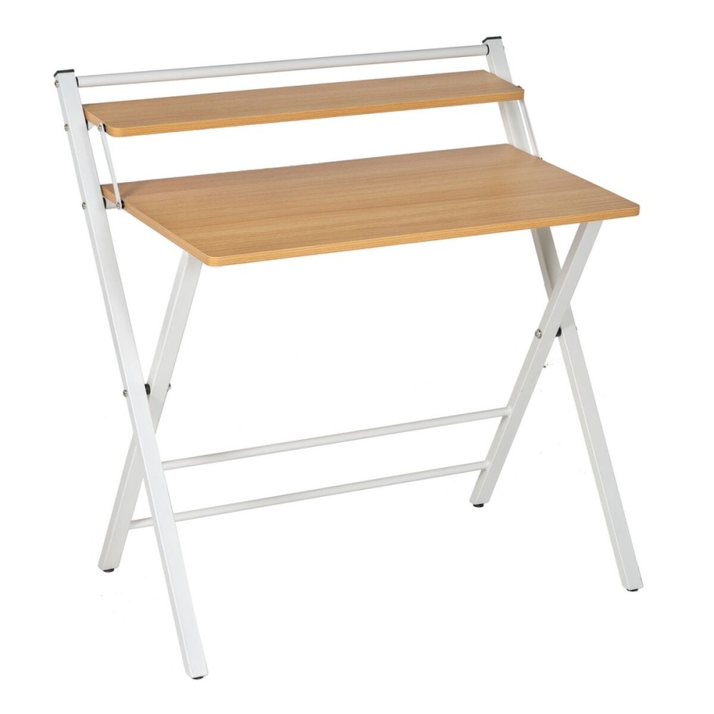 Desk White Natural Iron MDF Wood 87 x 56 x 87 cm