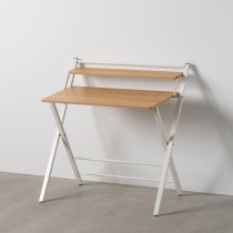 Desk White Natural Iron MDF Wood 87 x 56 x 87 cm