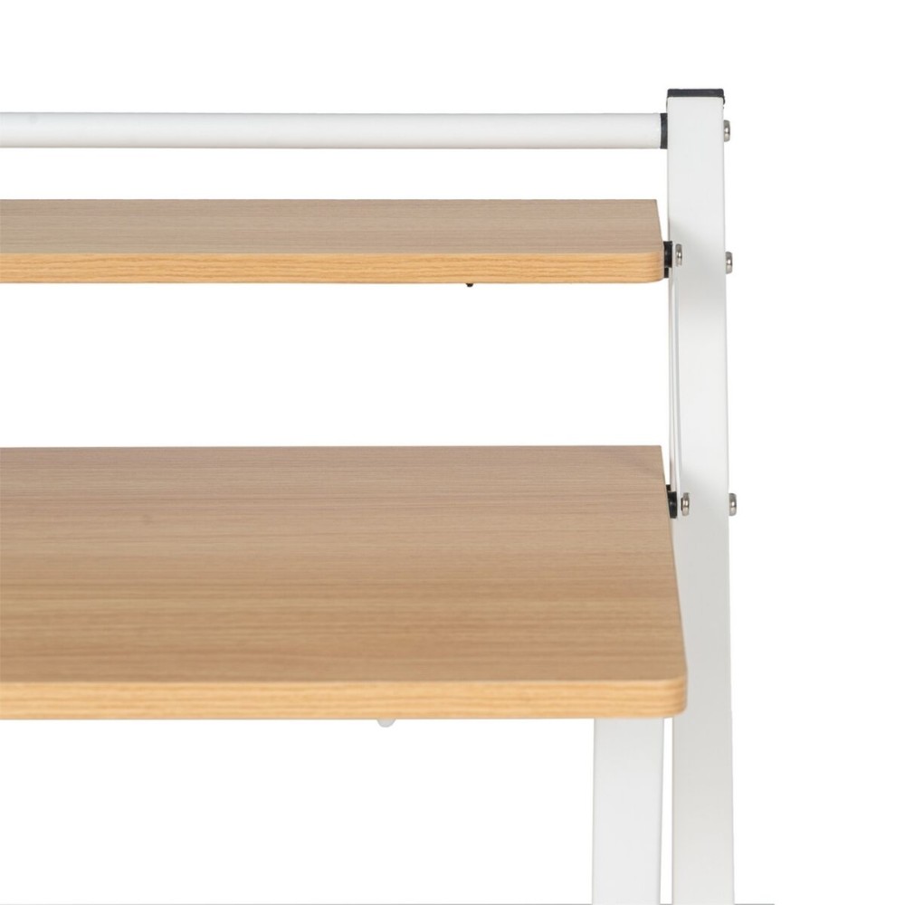 Desk White Natural Iron MDF Wood 87 x 56 x 87 cm