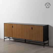 Sideboard ORLEANS Black Natural Iron MDF Wood 204 x 40 x 81,5 cm