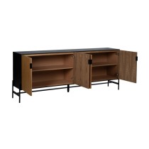 Sideboard ORLEANS Black Natural Iron MDF Wood 204 x 40 x 81,5 cm