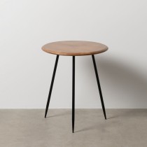 Side table LAGOM Black Beige Iron Rubber wood 50 x 50 x 60 cm